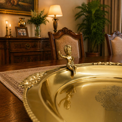 Brass Round Serving Tray / Plate (11.5 Inch)