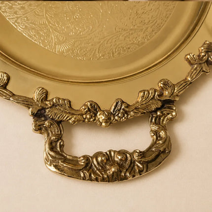 Brass Handcrafted Tray / Platter with Handle