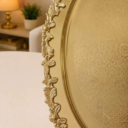 Brass Handcrafted Tray / Platter with Handle