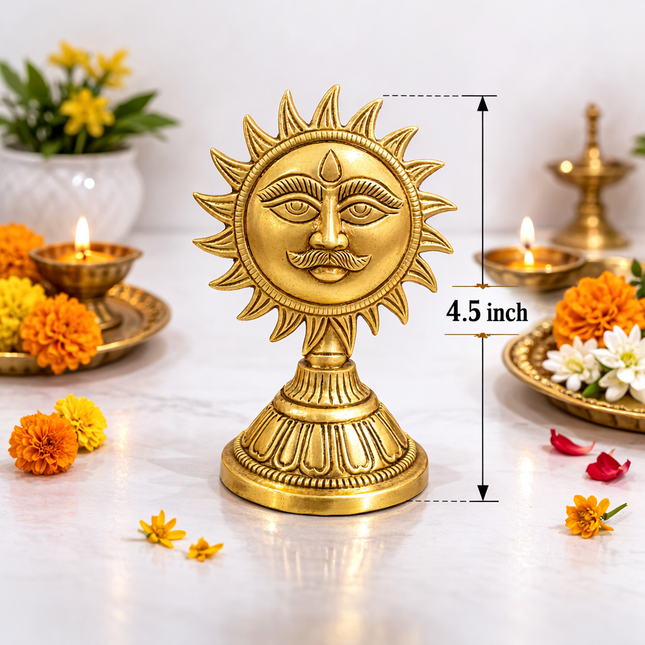 Brass Sun Face With Stand (4.5 Inch)