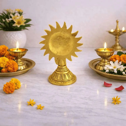 Brass Sun Face With Stand (4.5 Inch)