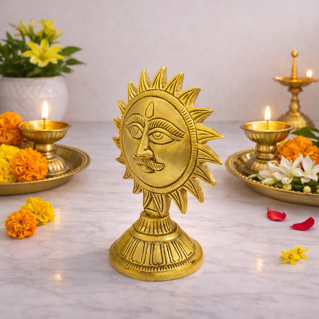 Brass Sun Face With Stand (4.5 Inch)