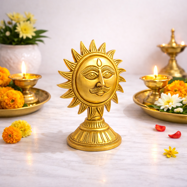 Brass Sun Face With Stand (4.5 Inch)
