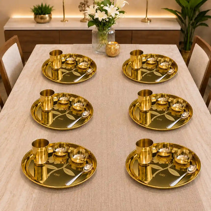 Brass Floral Thali/Dinner Set (990 Gram)