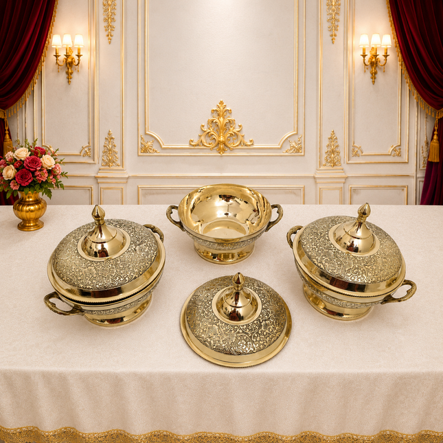 Brass Luxury Dinner Serving 51 Piece Set