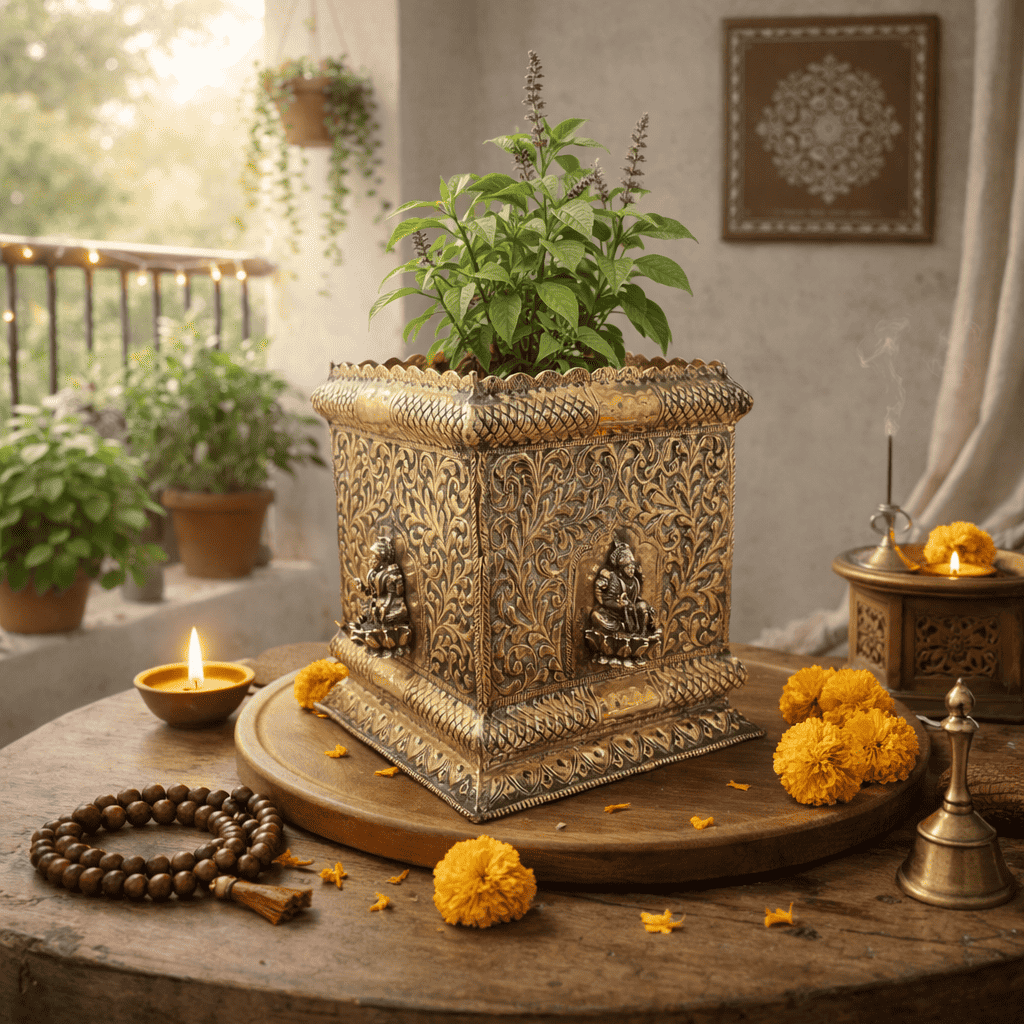 tulsi plant pot Brass Lakshmi Design Tulsi Planter / Pot