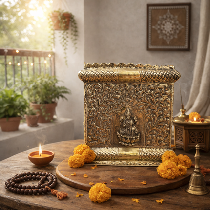 Brass Lakshmi Design Tulsi Planter / Pot
