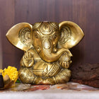 Brass Carving Appu Sitting Ganesha Idol (5 Inch)