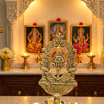 Brass Vel Six Petal Diya (6 Inch)