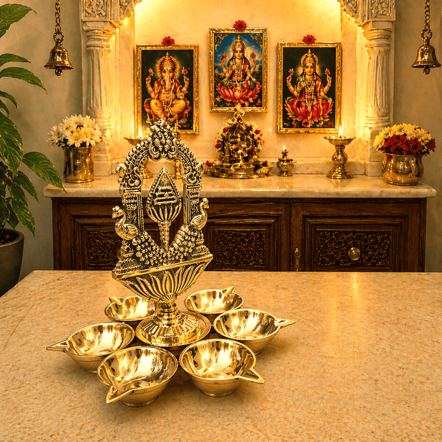 Brass Vel Six Petal Diya
