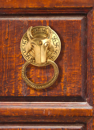 Brass Cow Face Door Knocker (6.5 Inch)