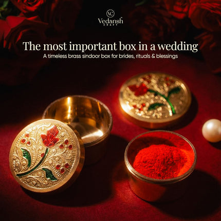 Brass Hand Painted Kumkum / Sindoor Box Pack of Two (1.2 INCH)