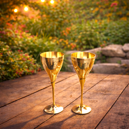 Brass Champagne Wine Glass Pair (8.5 Inch)