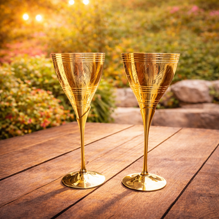 Brass Champagne Wine Glass Pair (8.5 Inch)