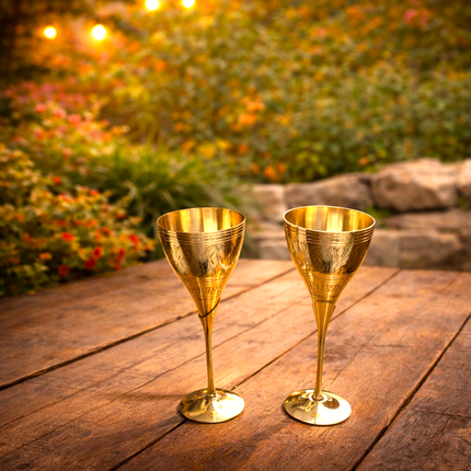 Brass Champagne Wine Glass Pair (8.5 Inch)