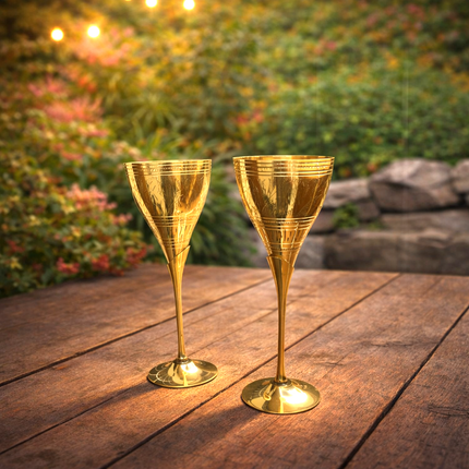 Brass Champagne Wine Glass Pair (8.5 Inch)