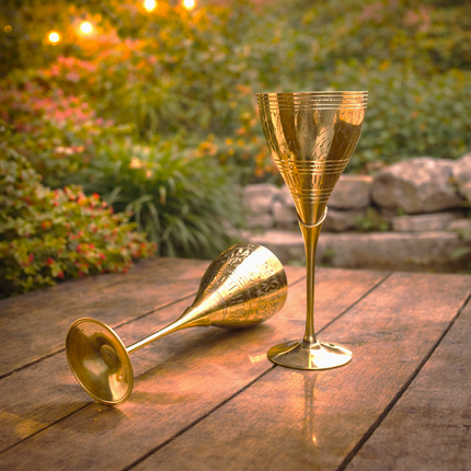 Brass Champagne Wine Glass Pair (8.5 Inch)