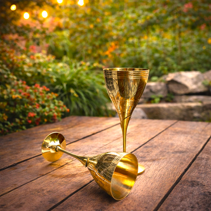 Brass Champagne Wine Glass Pair (8.5 Inch)