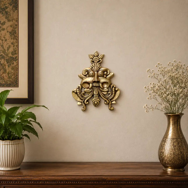 Brass Yali / Kirtimukha Face Wall Hanging