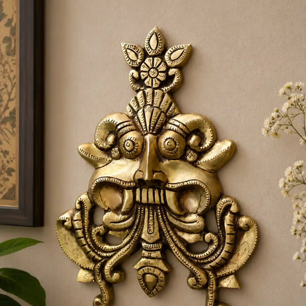 Brass Yali / Kirtimukha Face Wall Hanging