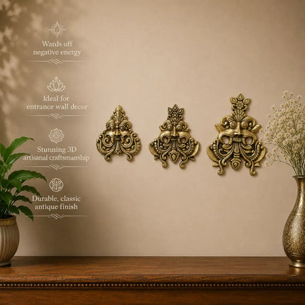 Brass Yali / Kirtimukha Face Wall Hanging
