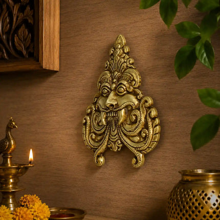 Brass Yali / Kirtimukha Face Wall Hanging