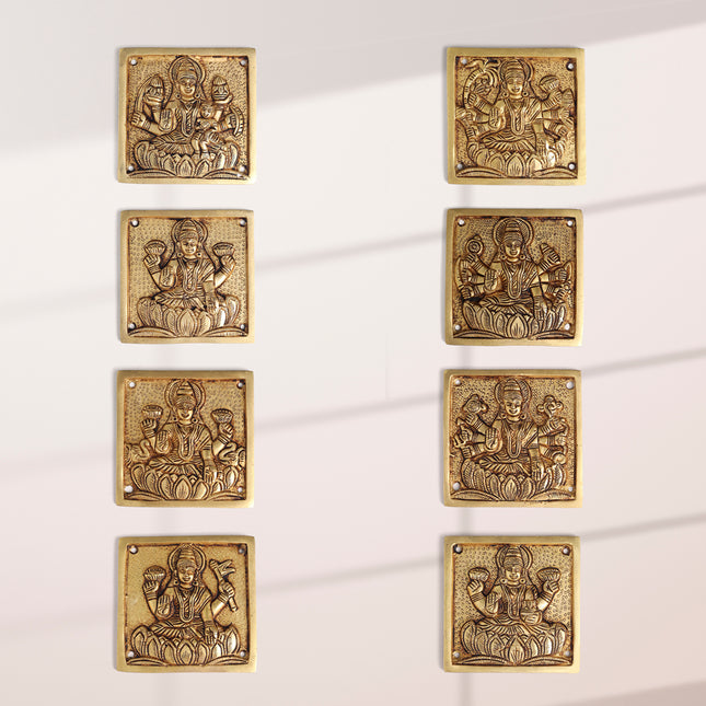Brass Ashtalakshmi Hanging Plates Set (4 Inch)