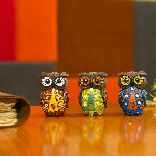 Polyresin Owl Home Decor Gift Set (3 Inch)