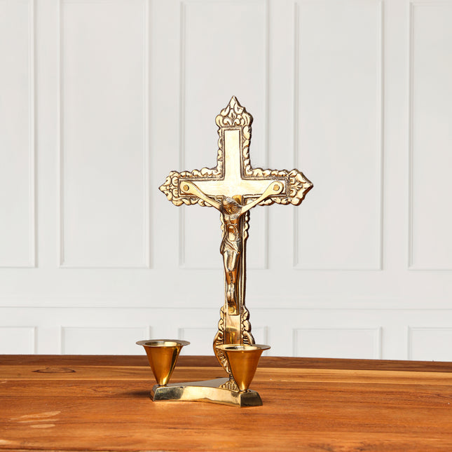 Brass Jesus Candle Holder (8 Inch)
