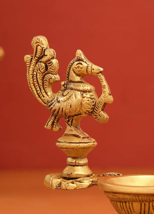 Brass Ethnic Peacock Diya/Lamp (5 Inch)