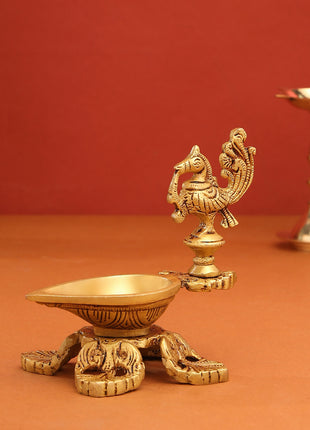 Brass Ethnic Peacock Diya/Lamp (5 Inch)