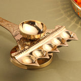 Brass Traditional Panch Aarti With Handle (2.5 Inch)