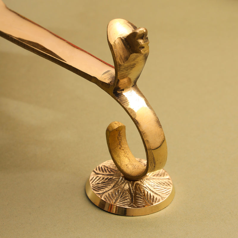 Brass Peacock Panch Aarti With Handle (4.8 Inch)