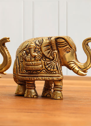 Brass Elephant Statue Pair (2.5 Inch)