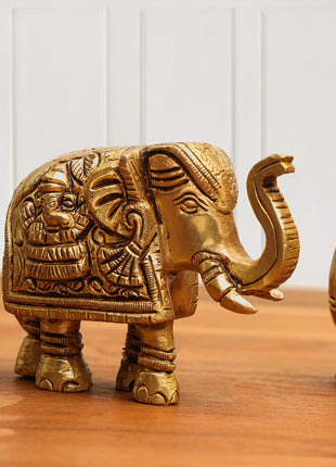 Brass Elephant Statue Pair (2.5 Inch)