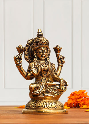 Brass Goddess Lakshmi Idol (4.5 Inch)