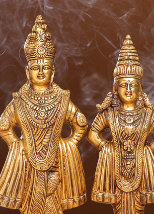Brass Vitthal Rukmini Statue (13.5 Inch)