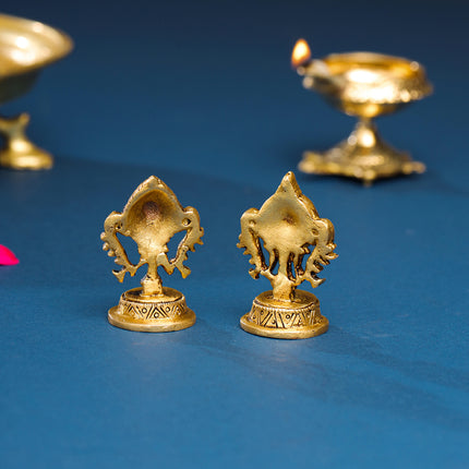 Brass Shankh Chakra Decor Set (2.5 Inch)