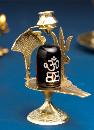 Brass Stone Shivling Idol (5 Inch)