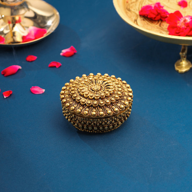 Brass Kumkum Box (2.5 Inch)