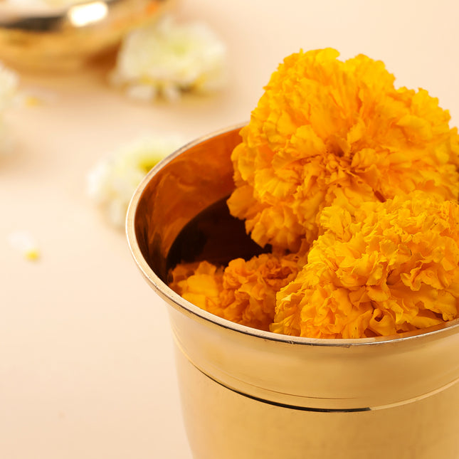 Brass Handcarved Flower Vase (6 Inch)