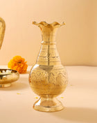 Brass Handcarved Flower Vase (8 Inch)
