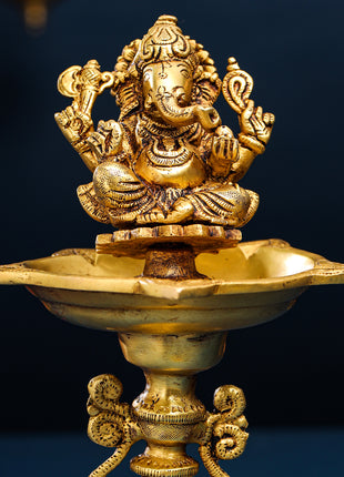 Brass Ganesha Diya/Lamp (12.5 Inch)
