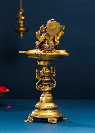 Brass Ganesha Diya/Lamp (12.5 Inch)