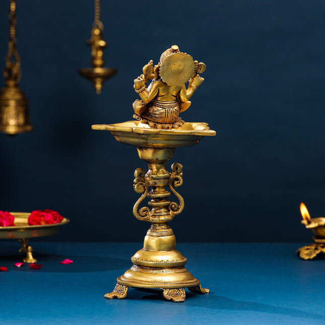 Brass Ganesha Diya/Lamp (12.5 Inch)