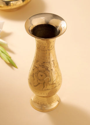 Brass Handcarved Flower Vase (6.5 Inch)