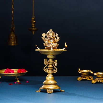 Brass Ganesha Diya/Lamp (12.5 Inch)