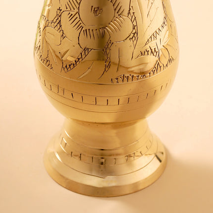 Brass Handcarved Flower Vase