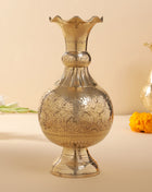 Brass Handcarved Flower Vase (10.5 Inch)