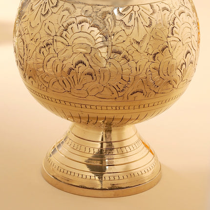 Brass Hand carved Flower Vase (10.5 Inch)